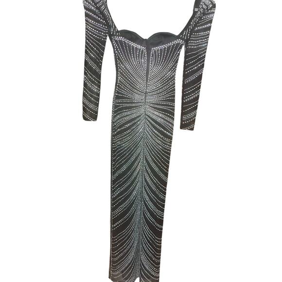 Banful Women's Long Sleeve Rhinestones Mesh Bodycon Sexy club Party Prom Dress. - Picture 2 of 7